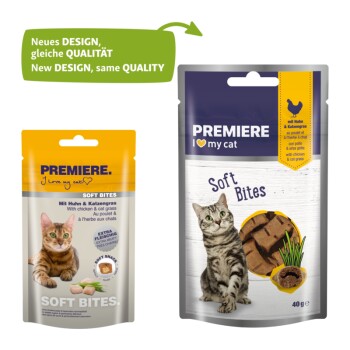 PREMIERE Soft Bites Huhn und Katzengras 3x40 g