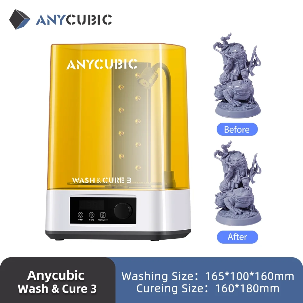 ANYCUBIC Wash & Cure 3 für Photon Mono 4 LCD SLA 3D-Druckermodelle UV-Rotationshärtung Harzreinigungsmaschine 2 in 1