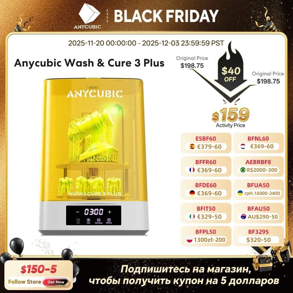 ANYCUBIC Wash & Cure 3 Plus Waschen Aushärten 2 in 1 Maschine für Photon Mono M5s LCD 3D-Drucker 3D-Druckmodelle
