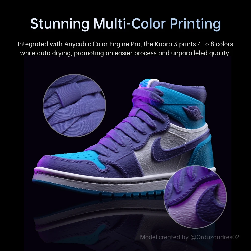 Anycubic Kobra 3 AE-Version FDM 3D-Drucker LeviQ 3.0 Automatische Nivellierung 600 mm/s Maximale Druckgeschwindigkeit Neue direkte Extruder-Schnelldrucker