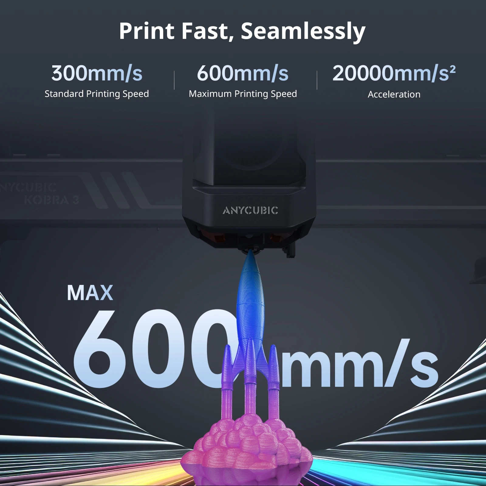 ANYCUBIC Kobra 3 Combo AE-Version, mehrfarbiger FDM-3D-Drucker, 600 mm/s Druckgeschwindigkeit, Baugröße 250 x 250 x 260 mm, 4 bis 8 Farbdruck