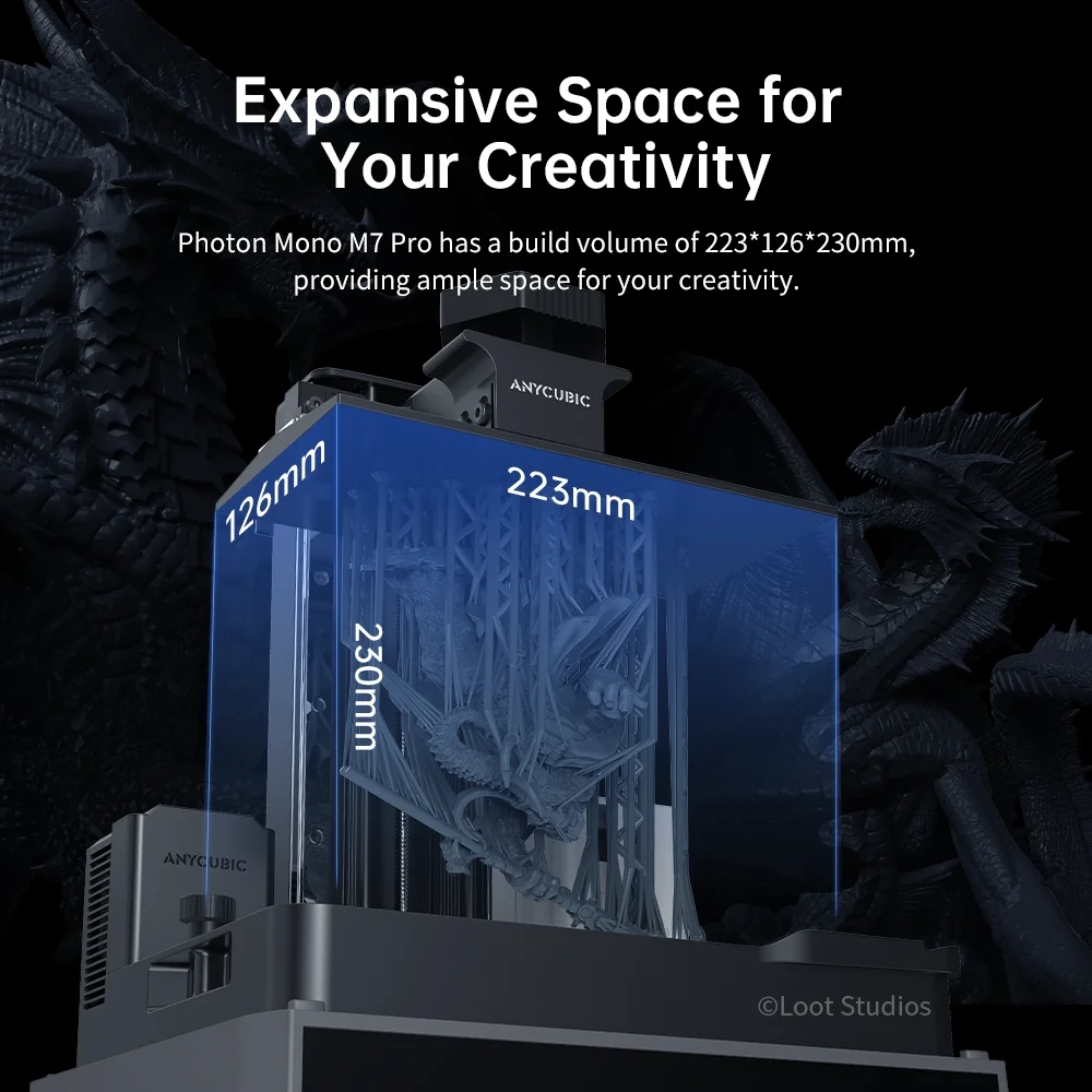 ANYCUBIC Photon Mono M7 Pro AE Version 14k Mono MSla 3D-Drucker 10.1 ''LCD-Harz 3D-Drucker Geschwindigkeit bis zu 170 mm/h Druck größe 223*126*230mm