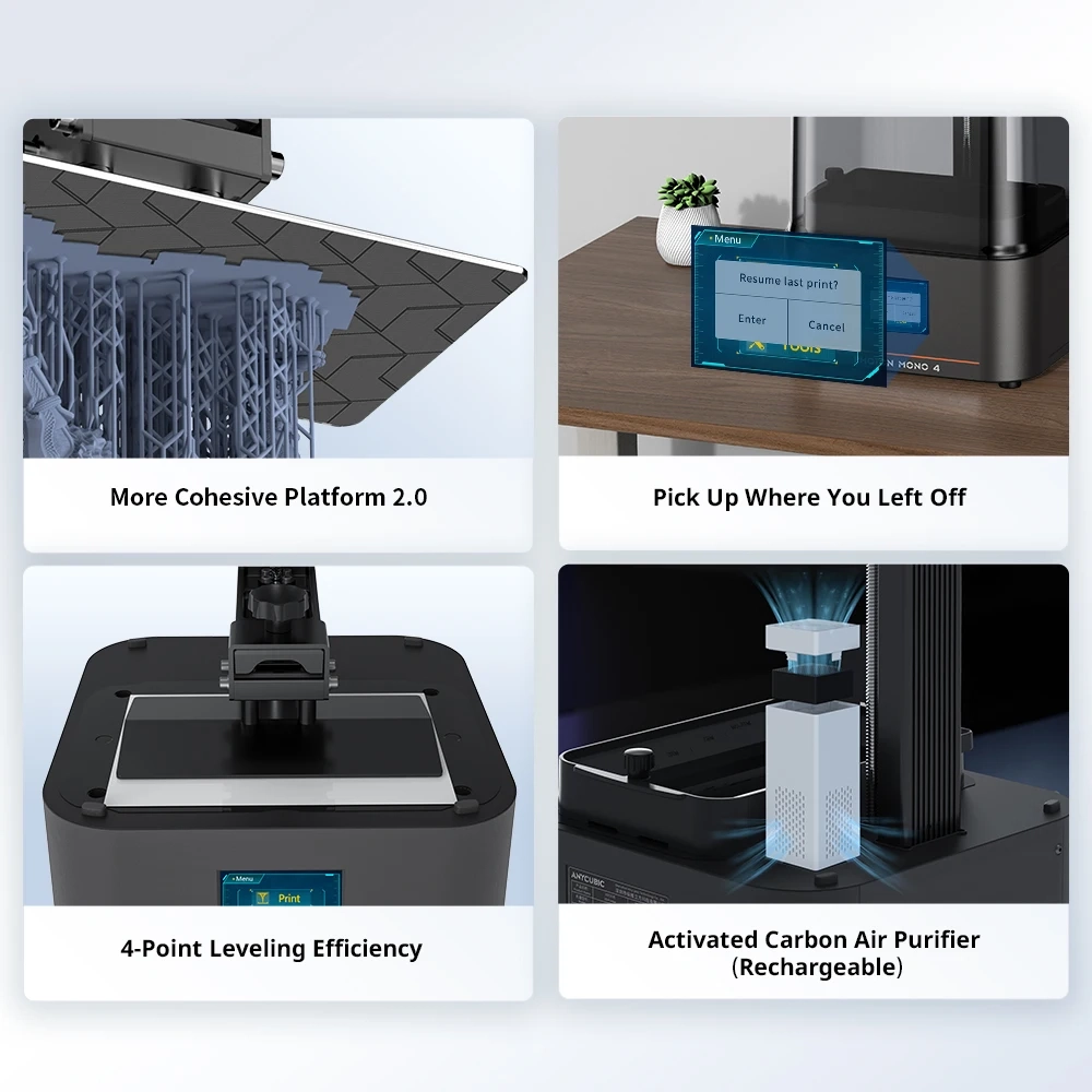 ANYCUBIC Photon Mono 4 AE10K+ 7-Zoll-High-Definition-Bildschirm 3D-Drucker Hochgeschwindigkeits-UV-Harz 3D-Drucker Druckgröße 153 × 87 × 165 mm