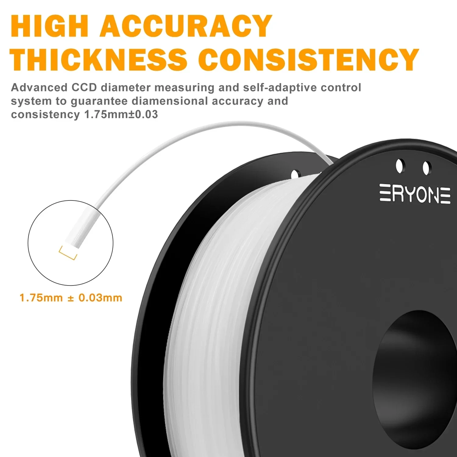 ERYONE 10KG Nylon PA6 3D Druck Filament 1,75mm/Rolle Hohe Qualität Keine Verwicklung Perfekte Spulen für FDM 3D Drucker Kostenloser Versand