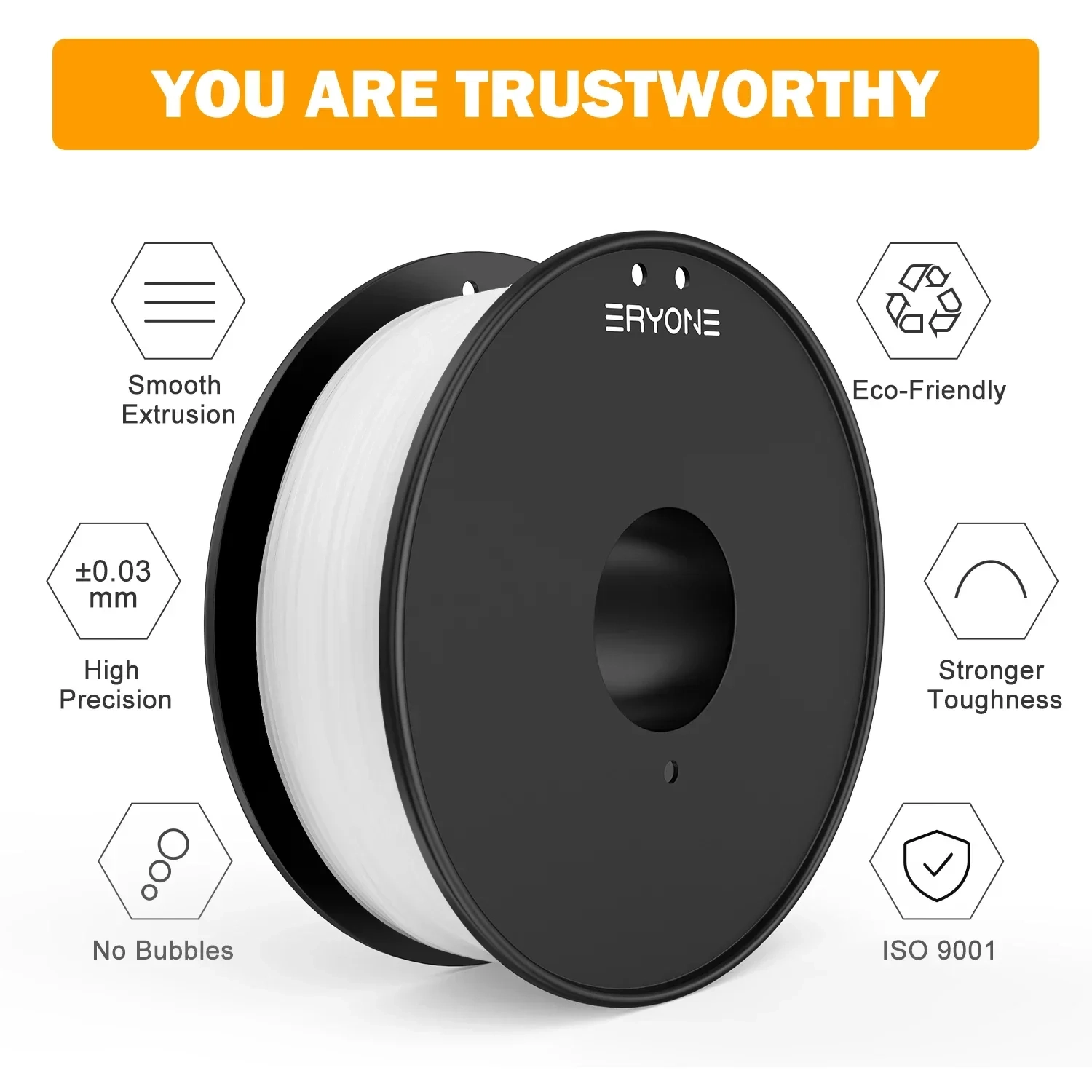 ERYONE 10KG Nylon PA6 3D Druck Filament 1,75mm/Rolle Hohe Qualität Keine Verwicklung Perfekte Spulen für FDM 3D Drucker Kostenloser Versand