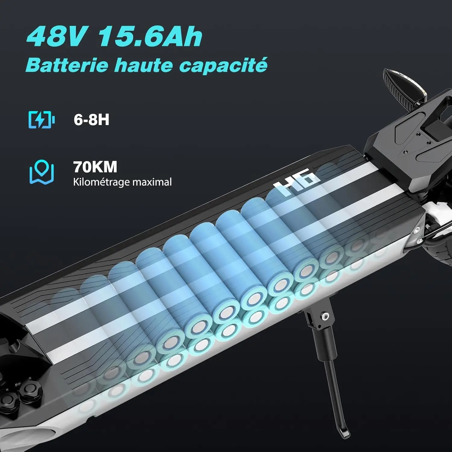 HITWAY H6 Elektroroller mit aufblasbaren All-Terrain-Reifen für Zoll, 500 Motor W, 15,6 Ah Akku, 70 km Reichweite