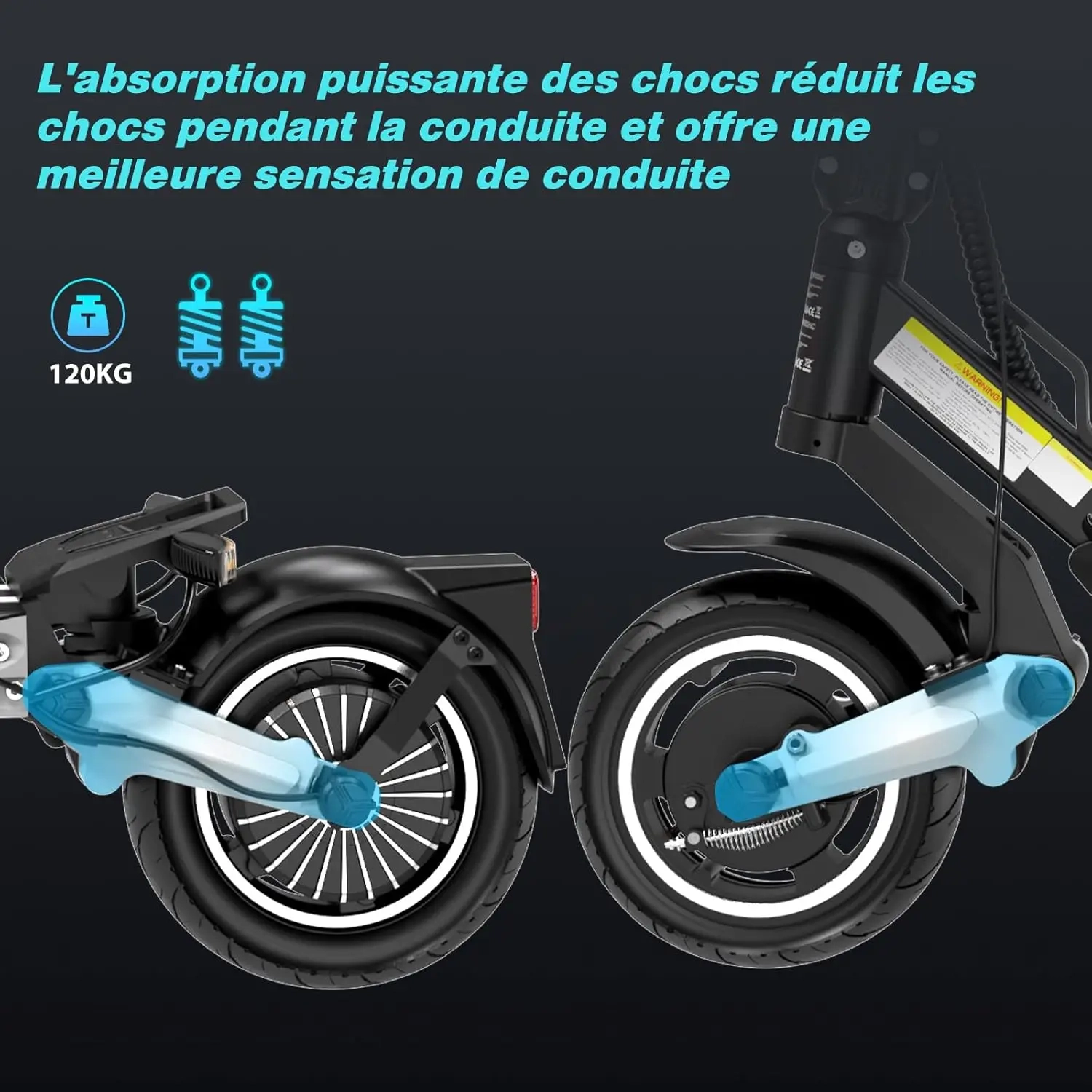 HITWAY H6 Elektroroller mit aufblasbaren All-Terrain-Reifen für Zoll, 500 Motor W, 15,6 Ah Akku, 70 km Reichweite