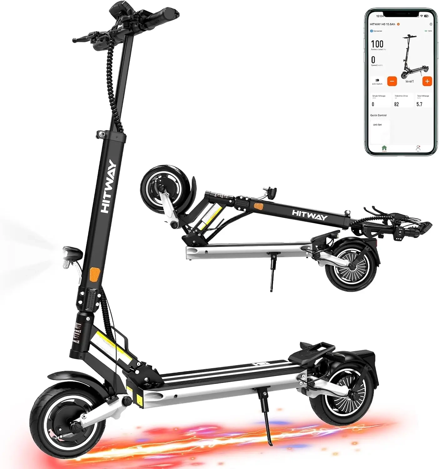 HITWAY H6 Elektroroller mit aufblasbaren All-Terrain-Reifen für Zoll, 500 Motor W, 15,6 Ah Akku, 70 km Reichweite