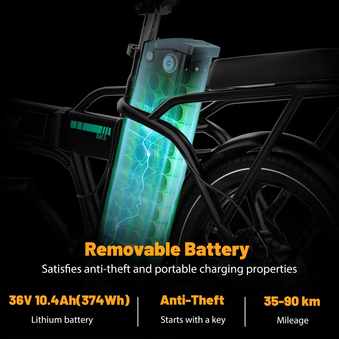 HITWAY Elektrofahrrad E-Bike faltbares Stadtfahrrad Lithiumbatterie 36V/10,4Ah, elektrische Kilometerstand kann 35-70k erreichen