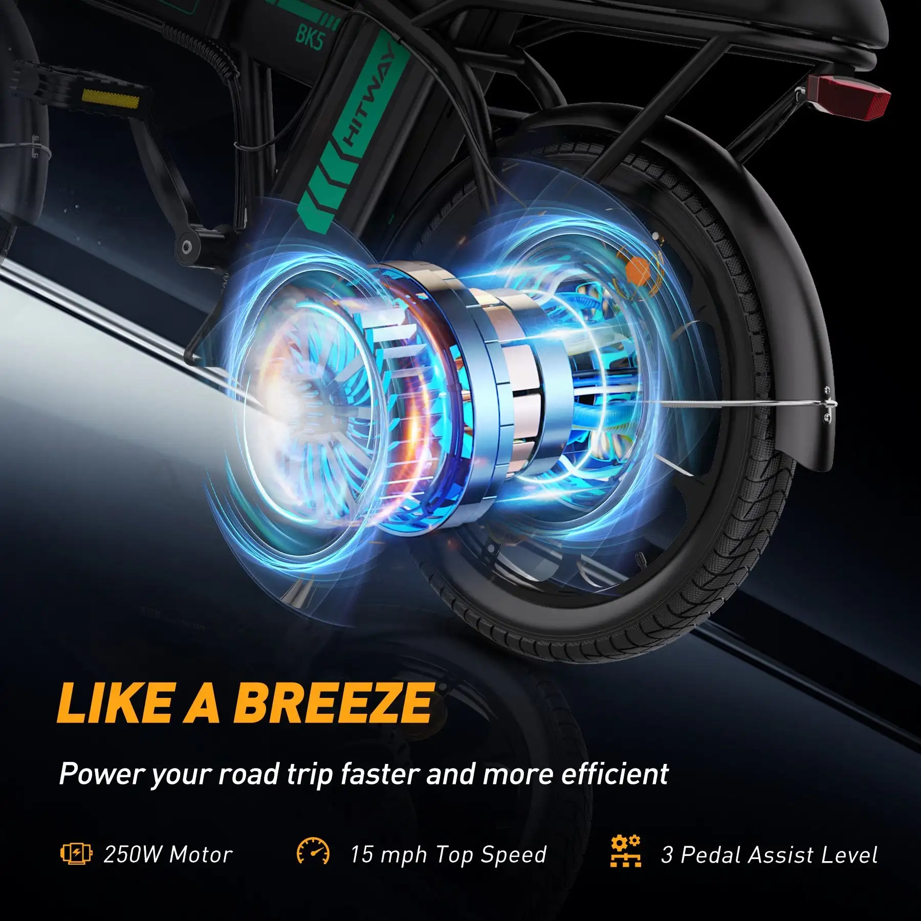 HITWAY Elektrofahrrad E-Bike faltbares Stadtfahrrad Lithiumbatterie 36V/10,4Ah, elektrische Kilometerstand kann 35-70k erreichen