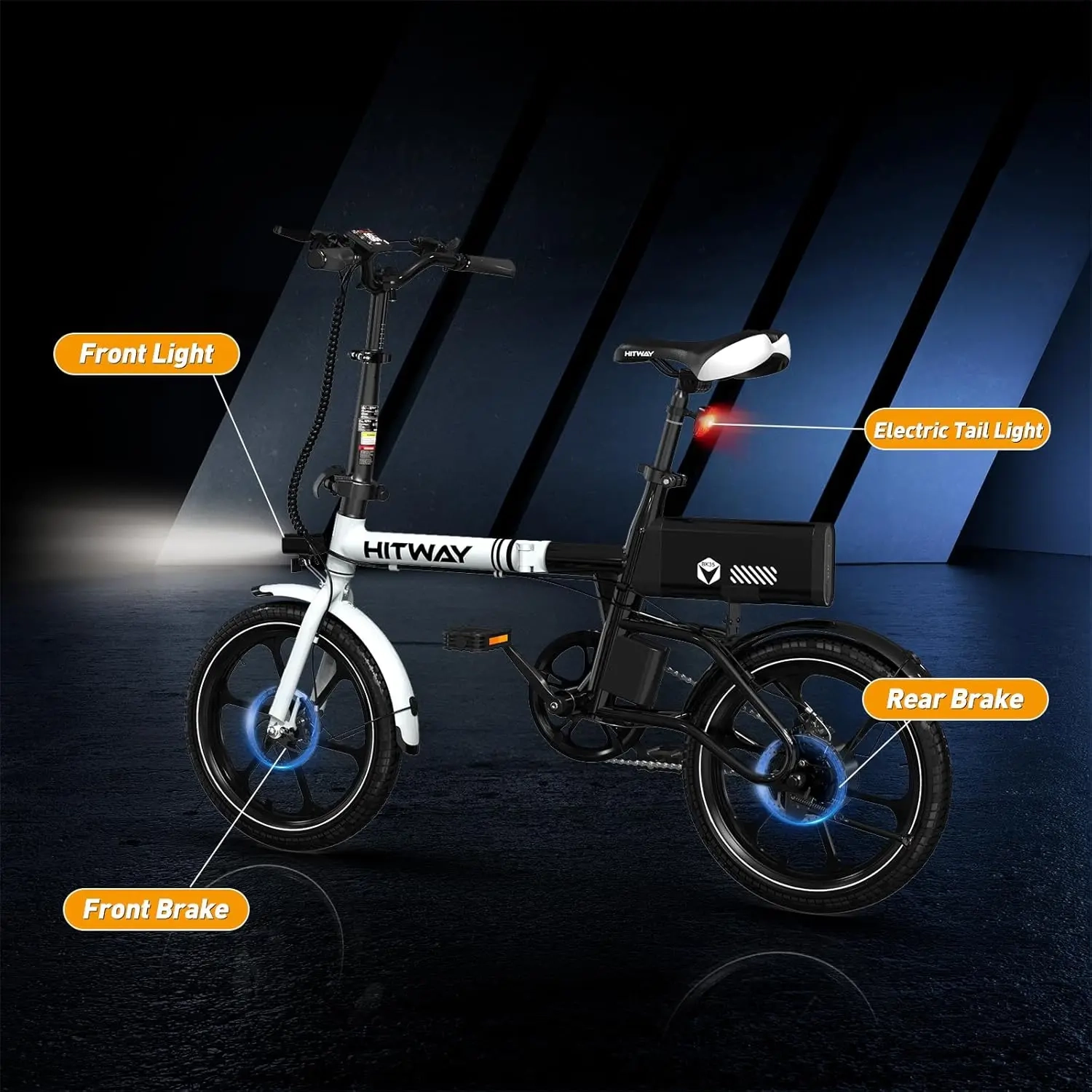 HITWAY BK 35S Elektrofahrrad, 16-Zoll-E-Radsport 250 W City-E-Bike, maximale Reichweite 25–60 km, Damen und Herren