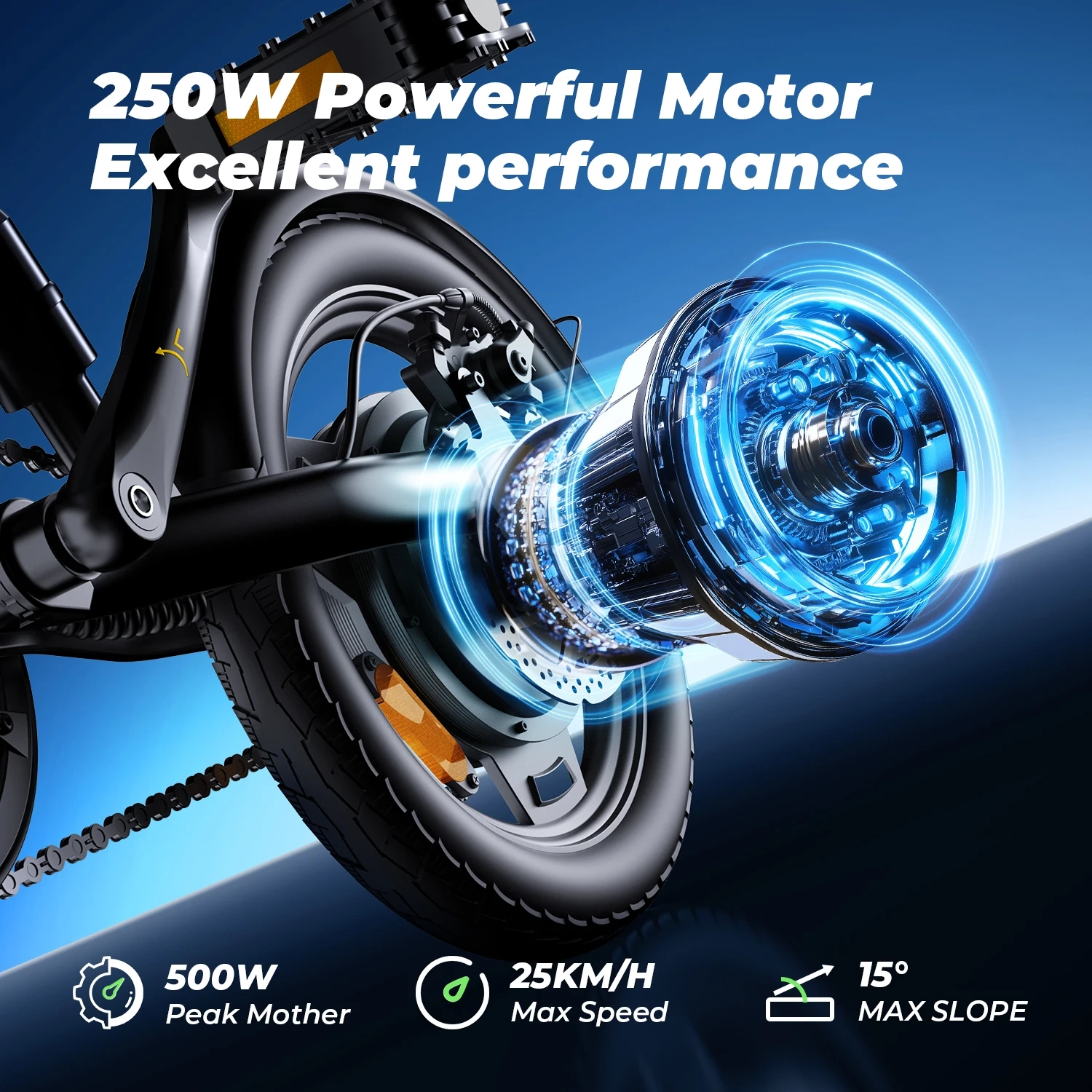 iScooter EB1 Elektrofahrrad, 250 W Motor, 36 V 7,8 Ah Lithiumbatterie, 25 km Hochgeschwindigkeits-Stadt-E-Bike mit 14 Zoll faltbar für Erwachsene