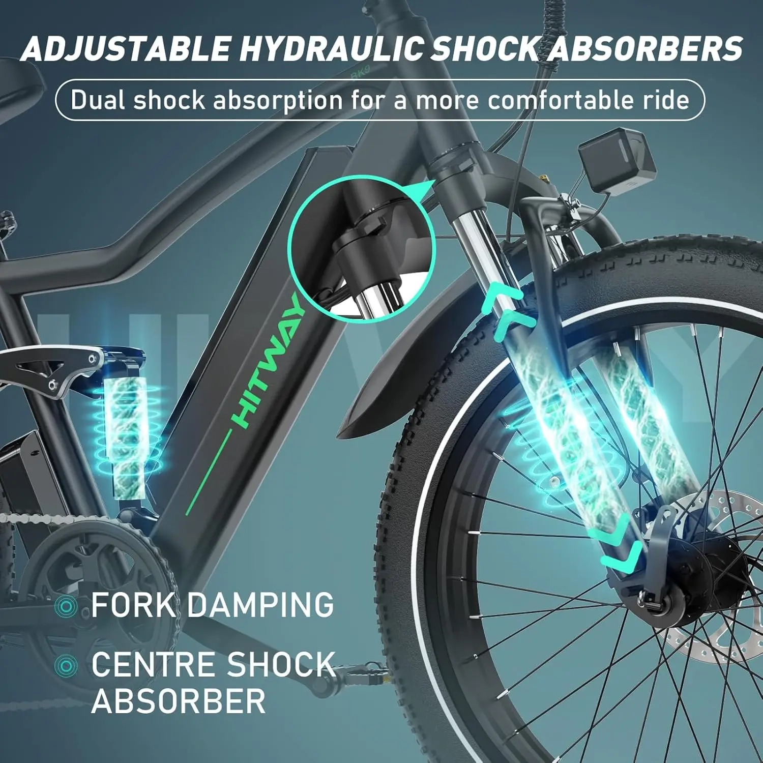 Hitway 26 "4,0 Fett reifen Elektro fahrrad, Elektro fahrrad mit 250Watt Motor 48V 15ah Lithium batterie, 7-Gang-Getriebe und Mountainbike