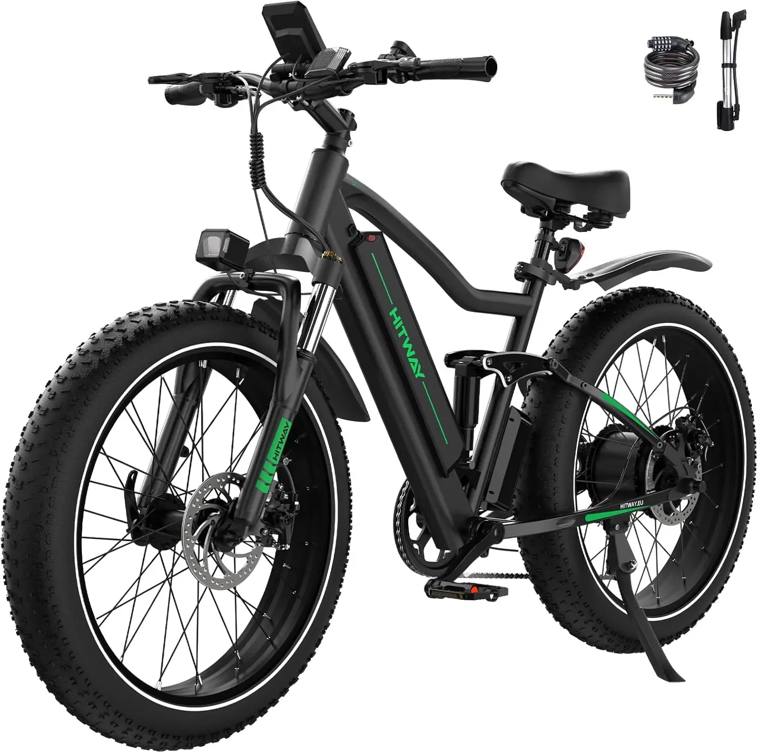 Hitway 26 "4,0 Fett reifen Elektro fahrrad, Elektro fahrrad mit 250Watt Motor 48V 15ah Lithium batterie, 7-Gang-Getriebe und Mountainbike