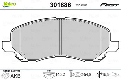 VALEO Bremsbelagsatz 301886 Bremsbeläge,Bremsklötze PEUGEOT,CITROËN,MITSUBISHI,4008 SUV,C4 AIRCROSS,ASX (GA_W_),Outlander II SUV (CW_W)