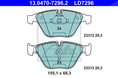 ATE Bremsbelagsatz 13.0470-7296.2 Bremsbeläge,Bremsklötze BMW,5 Limousine (E60),5 Touring (E61),6 Coupe (E63),6 Cabrio (E64)