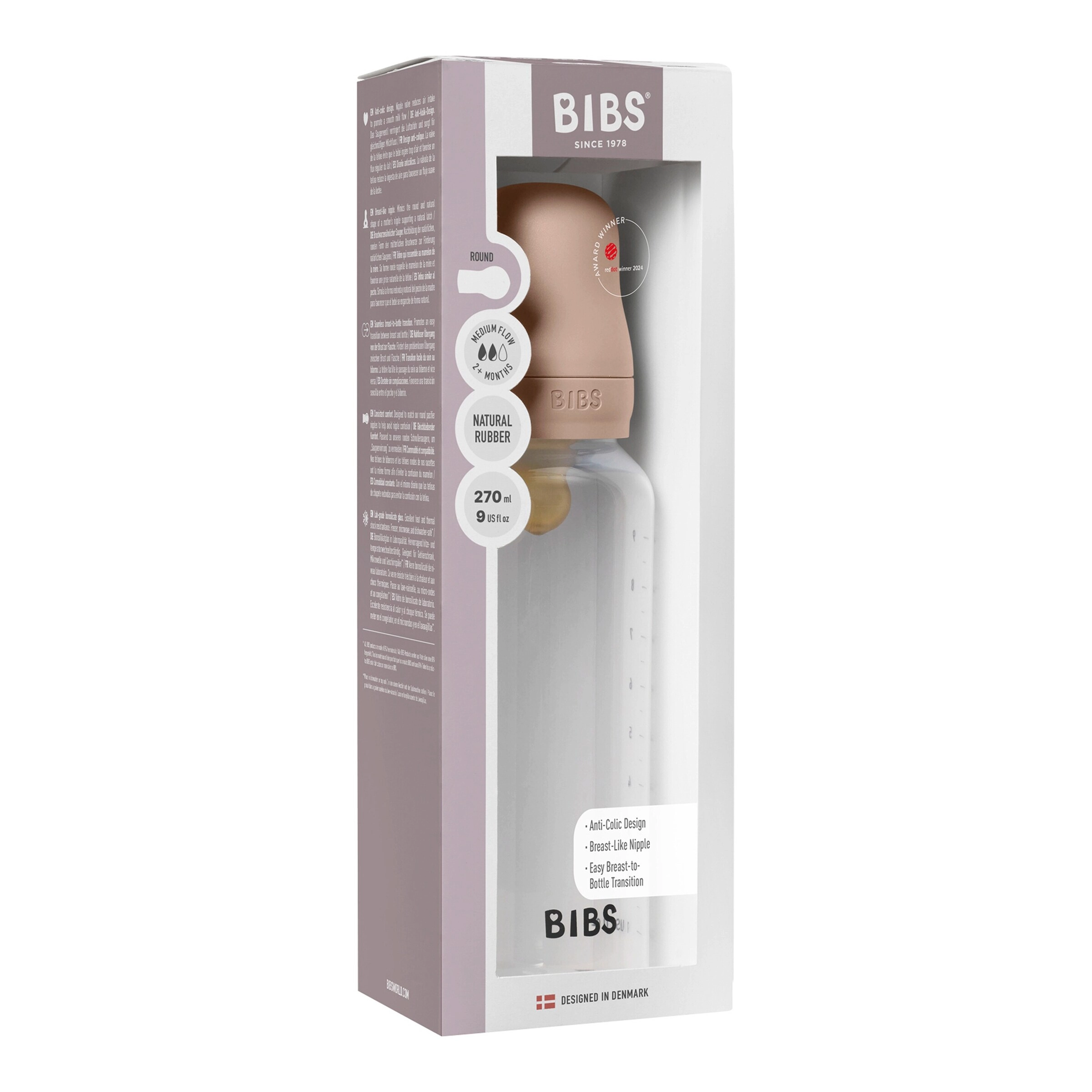 Bibs Babyflasche aus Kunststoff, 270 ml, ab 2M