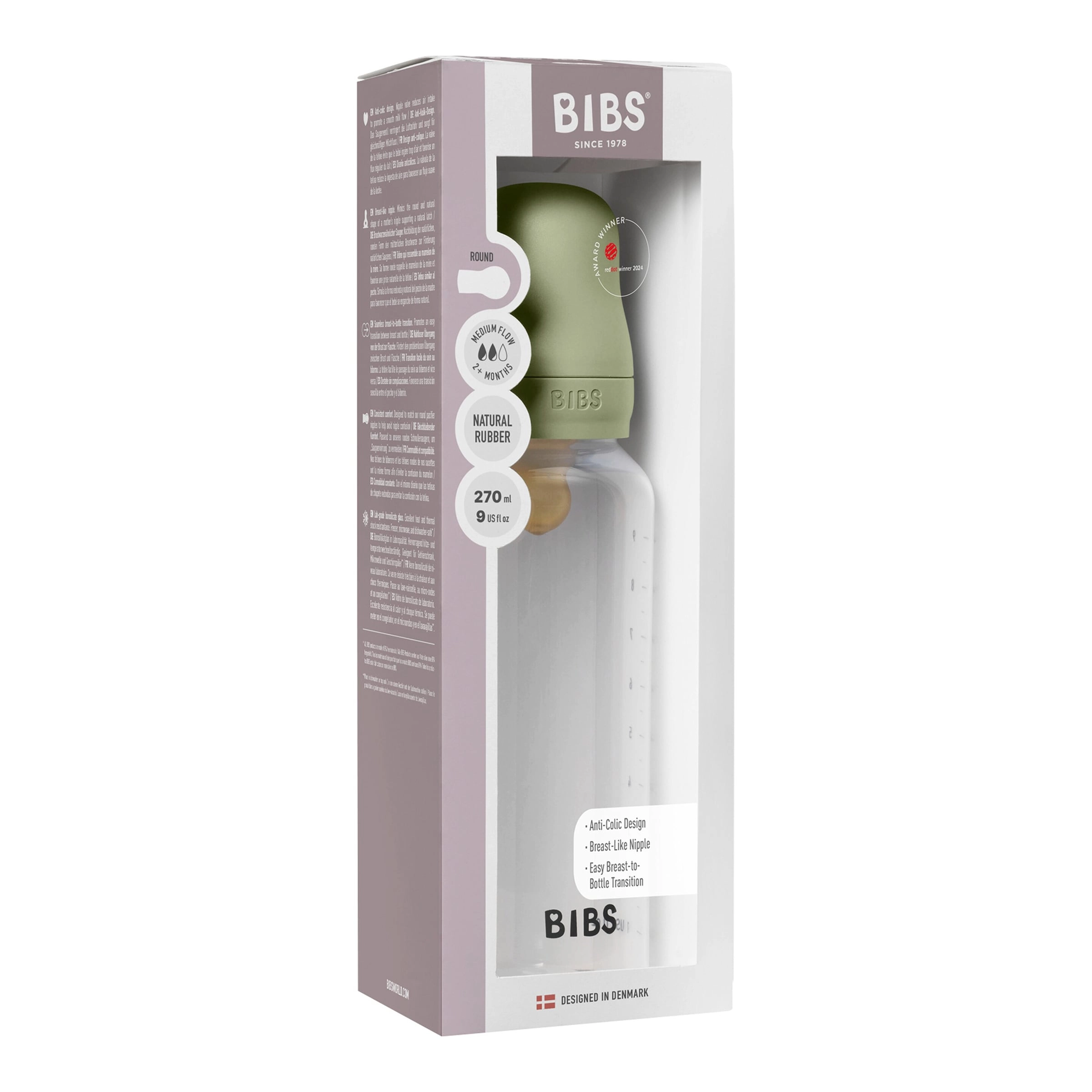 Bibs Babyflasche aus Kunststoff, 270 ml, ab 2M