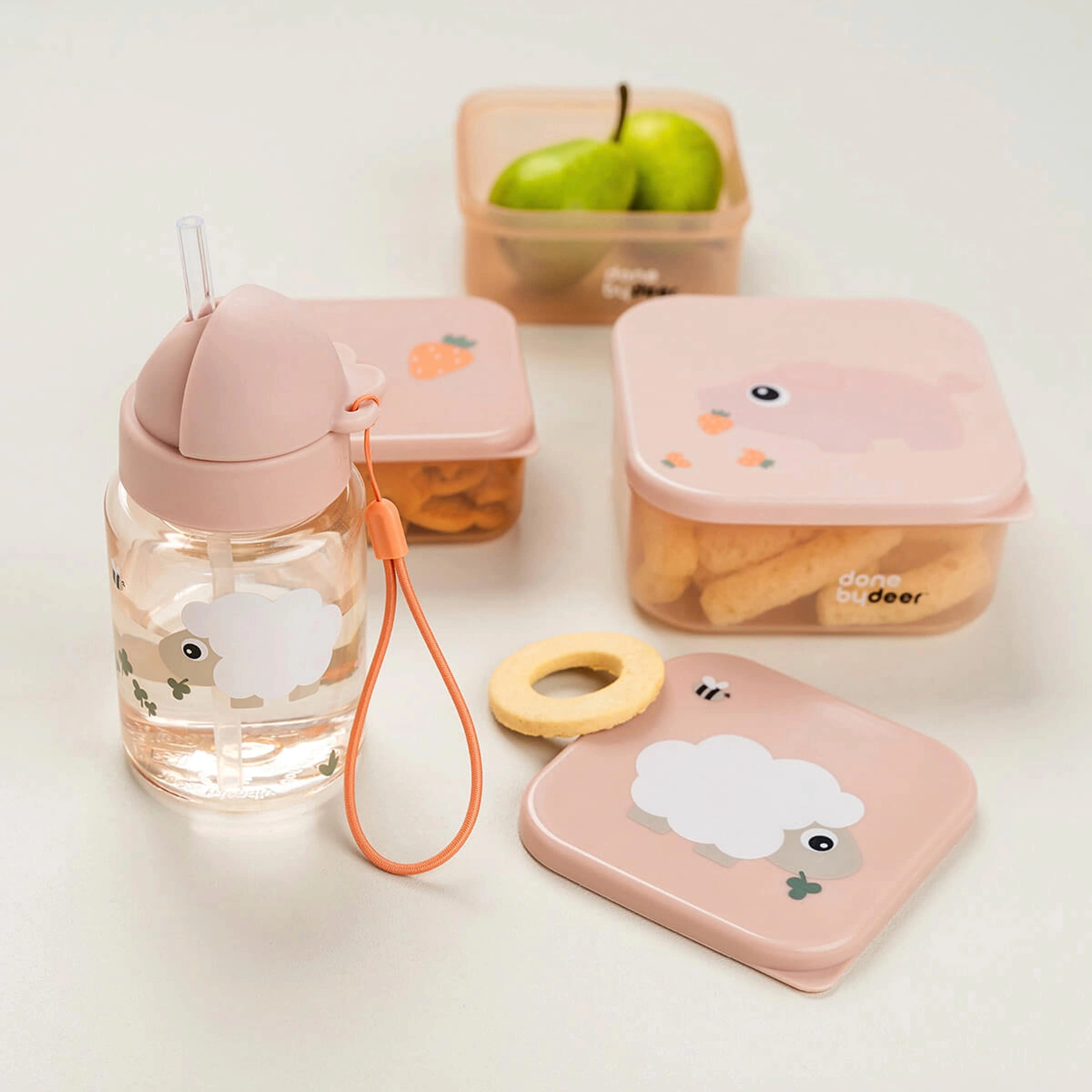 Done By Deer Trinkflasche mit Strohhalm