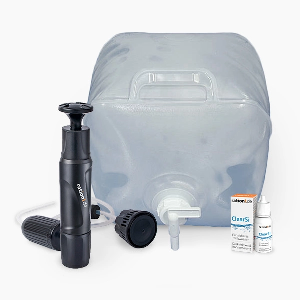 ration1 Wasserfilter und Lager-Paket 10 Liter