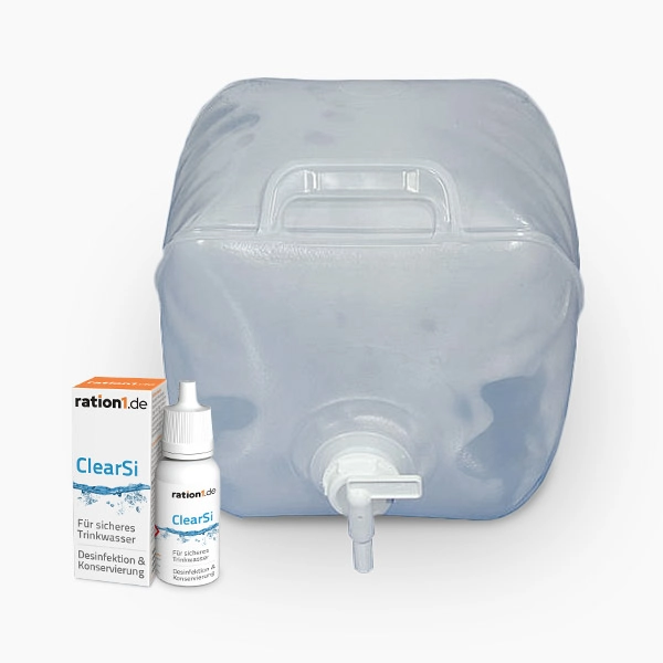 Wasser-Lager-Paket - Wasserkonservierung und Wasserlagerung bis 6 Monate - Wasser Lager Paket 10L