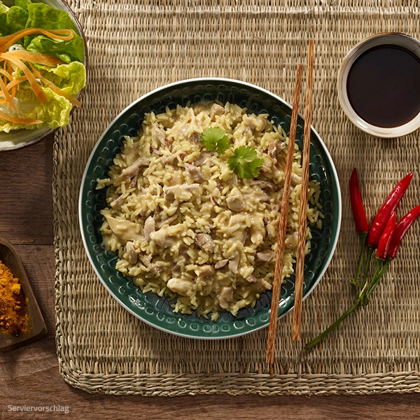 Notvorrat Hähnchen Curry mit Reis, 10 Jahre haltbar, Inhalt 4 x 400 g