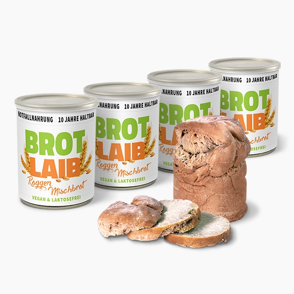 Roggen-Mischbrot Dosenbrot Paket, 4 Stück, 10 Jahre haltbar