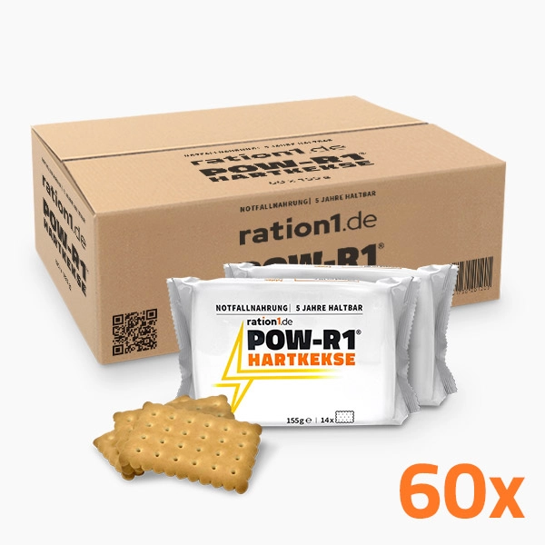 POW-R1® Hartkekse Panzerplatten, 60 Packungen, 5 Jahre haltbar (MHD 2030)