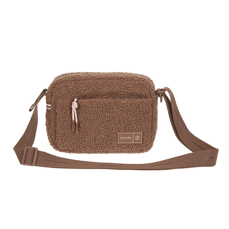 Palopa Umhängetasche Noka in Teddy-Fleece Brown  Braun Leckerlibeutel | Gassitasche | viel Platz | für alle Utensilien | robust | mehrere Fächer | ext