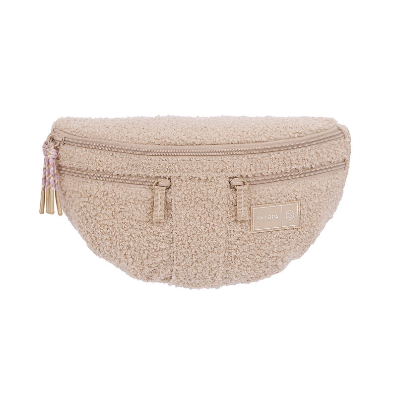 Palopa Leckerlibeutel Emma in Teddy-Fleece Beige  Beige Leckerlibeutel | Gassitasche | viel Platz | für alle Utensilien | robust | mehrere Fächer | ex
