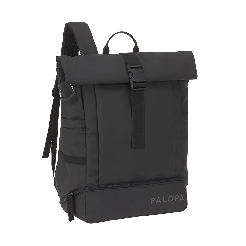 Palopa Rolltop Rucksack Yoska in Schwarz  Schwarz Rucksack | Gassitasche | viel Platz | für alle Utensilien | robust | viele Fächer | extra Tasche für