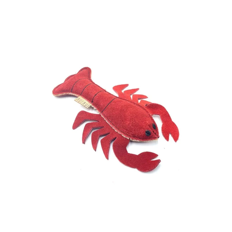 NUFNUF Lederspielzeug Hummer  Rot für Welpen | für alle Hunde | Spielzeug aus Naturprodukten | ungefährliches Spielzeug | langer Spaß