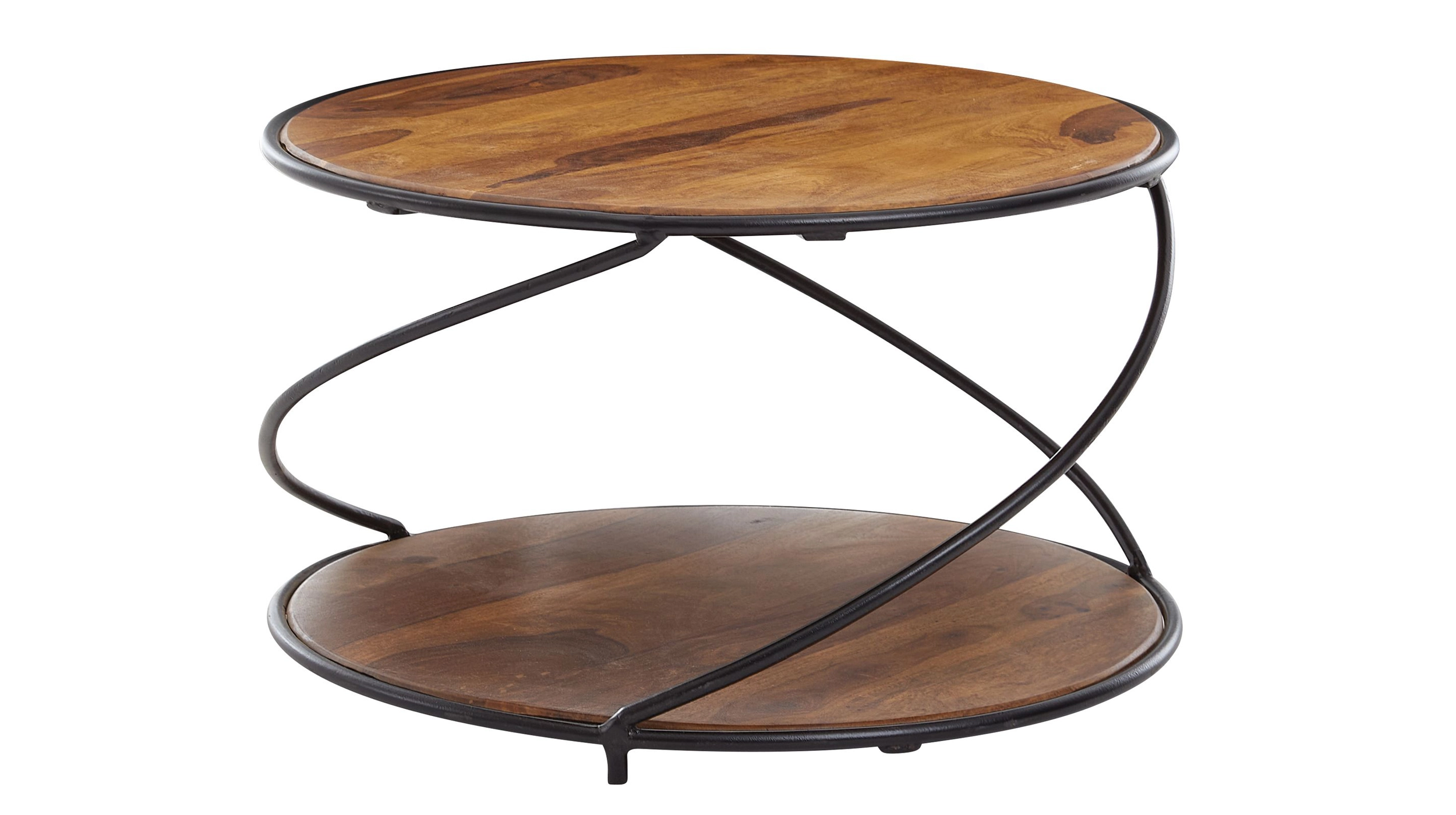 Couchtisch rund Sheesham massiv lackiert 58 x 35 cm - RUNDA