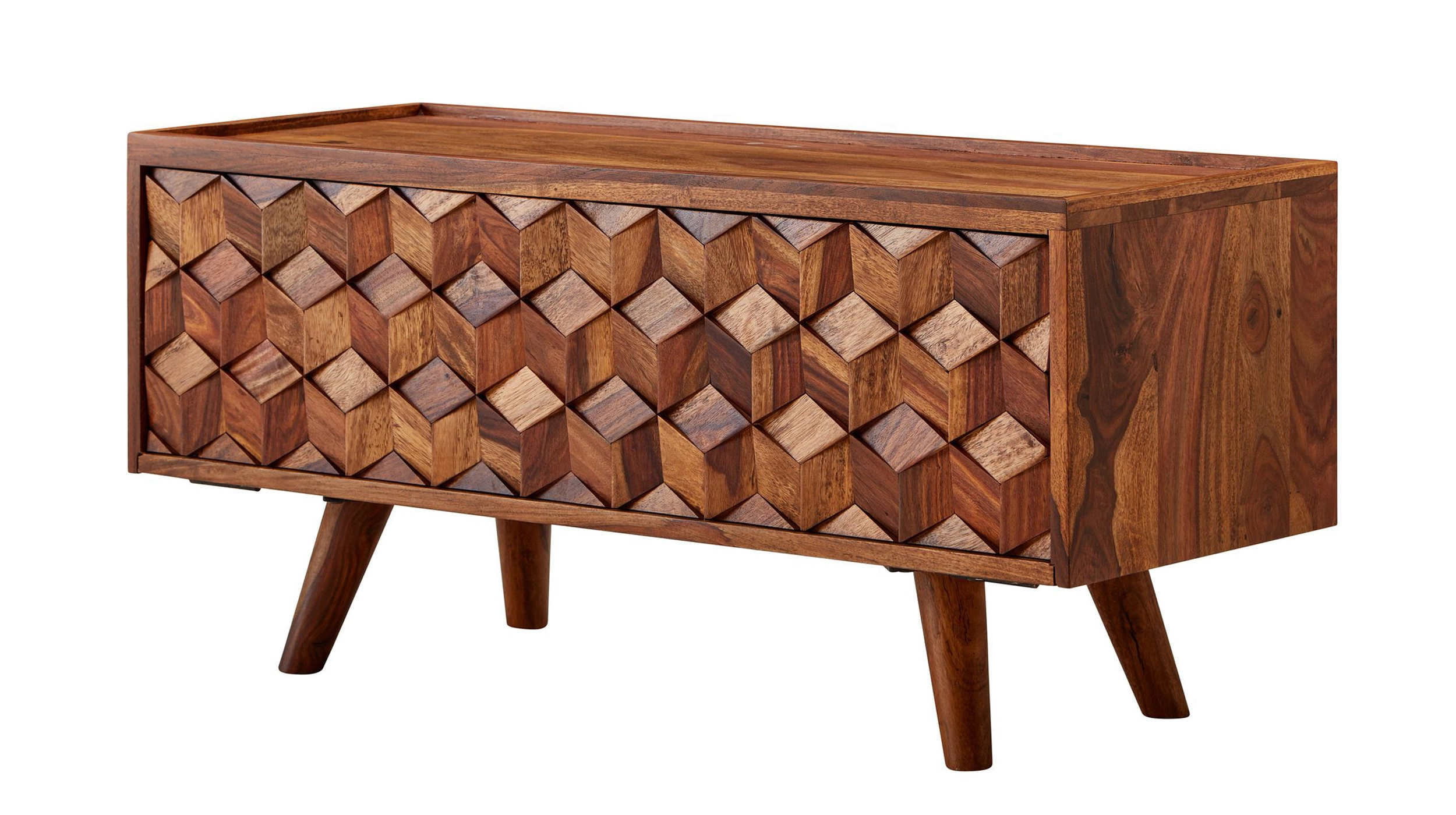 TV-Lowboard Sheesham massiv lackiert 92 cm - THRIDA