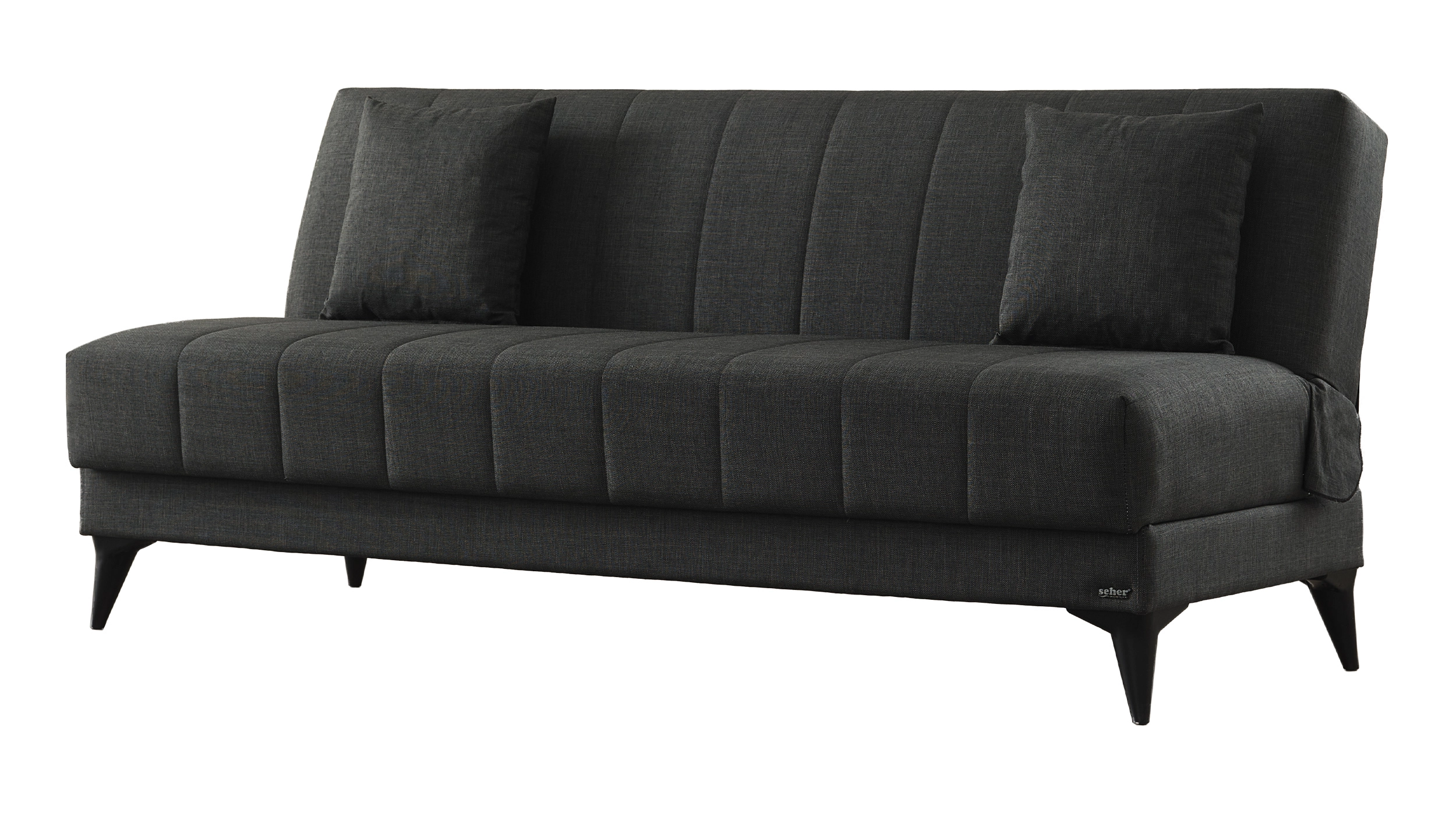 Einzelsofa 3-Sitzer grau Schlaffunktion Bettkasten 192 cm - ACTION