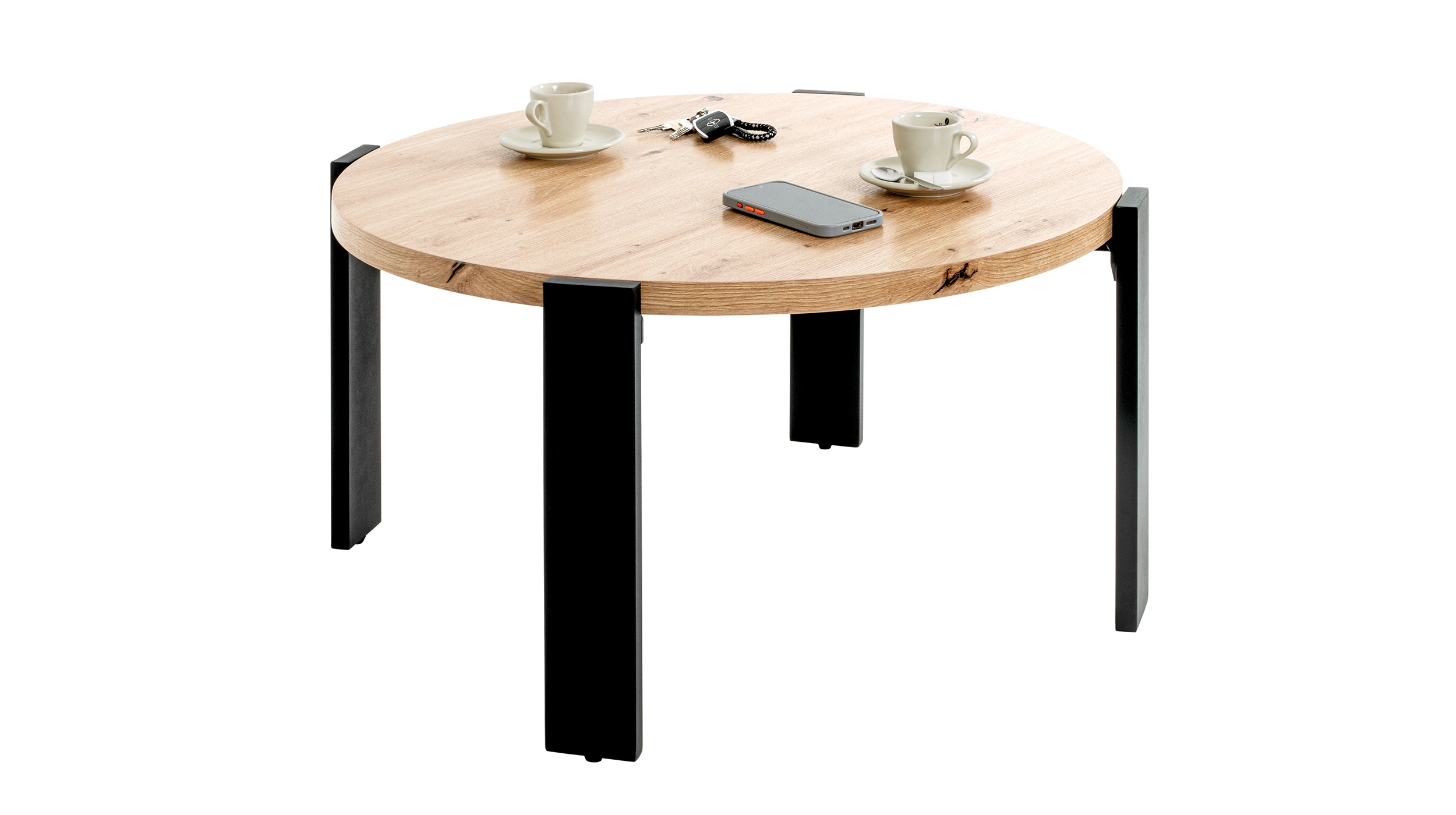 Couchtisch rund Eiche 75 x 75 cm Wohnzimmertisch - COLUMBIA