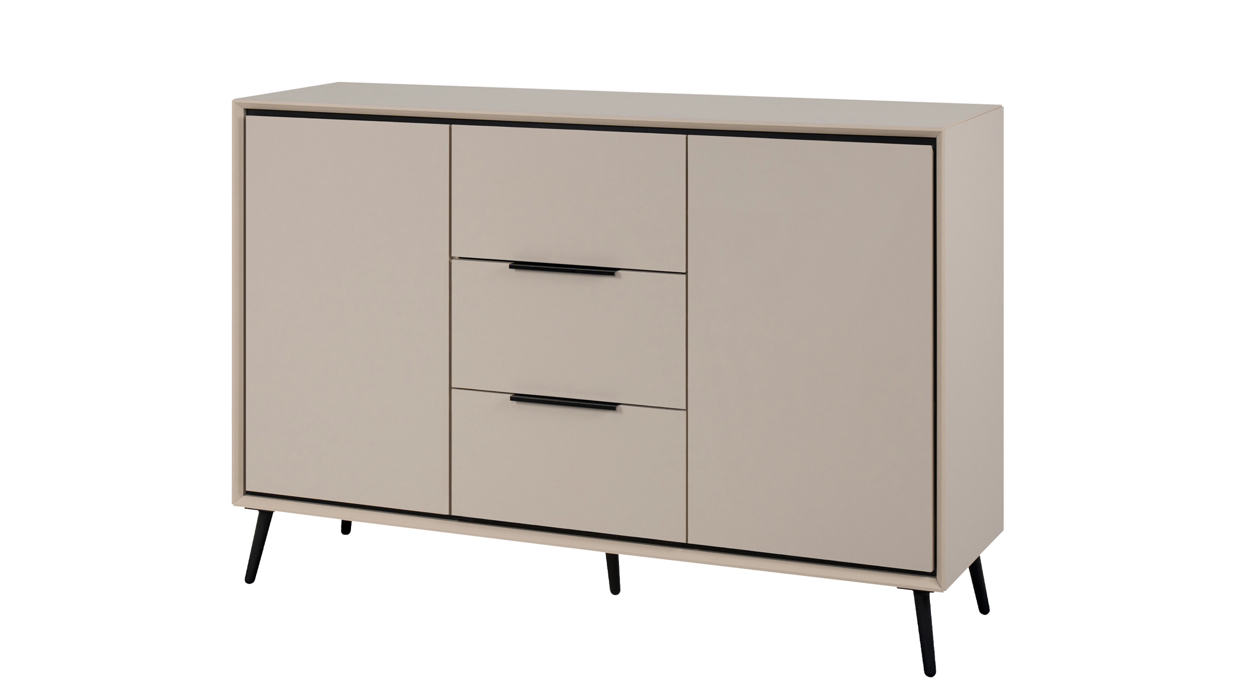 Sideboard mit 3 Schubladen beige schwarz 135 cm - ARONA