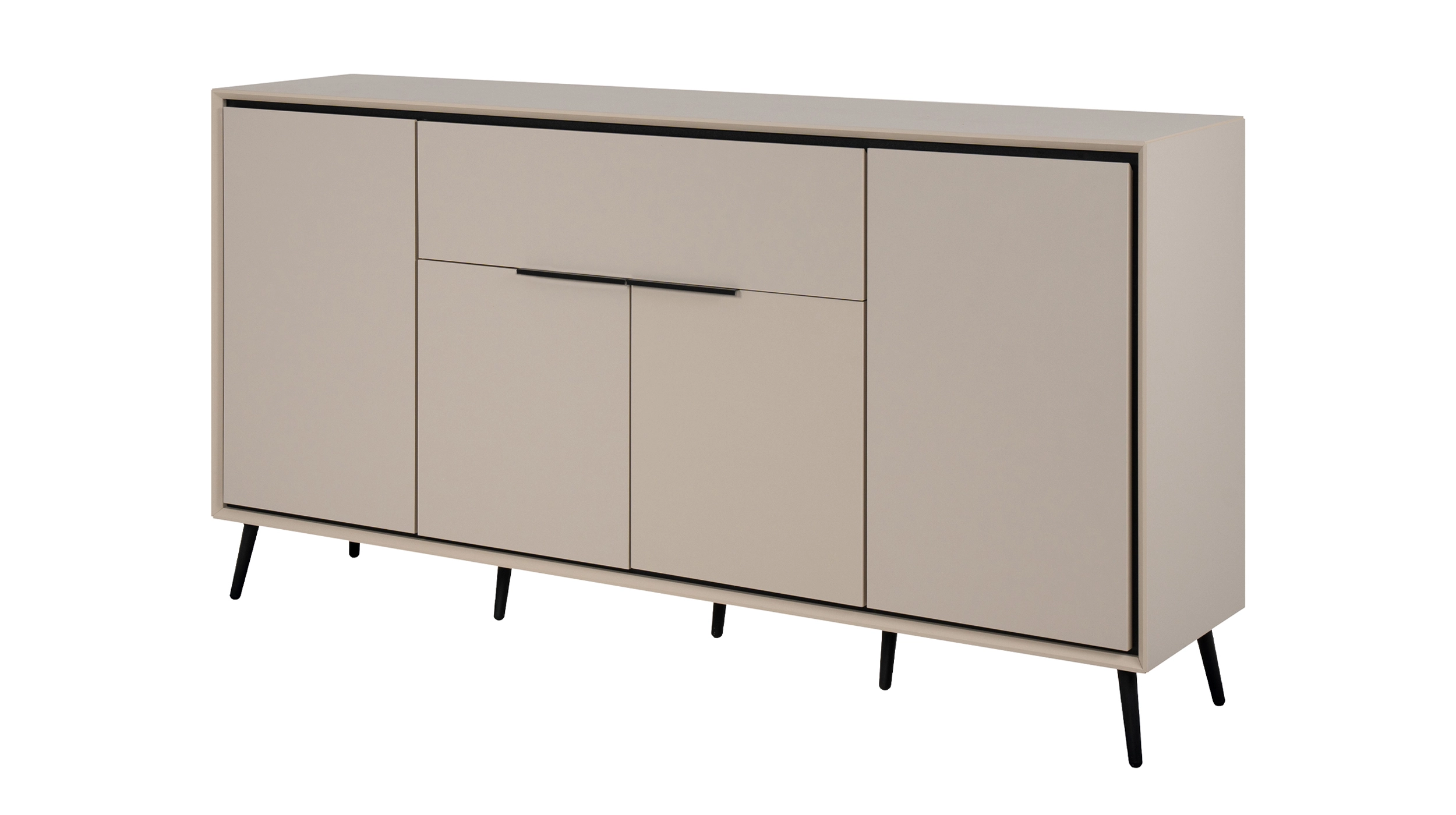 Sideboard mit 1 Schublade beige schwarz 175 cm - ARONA