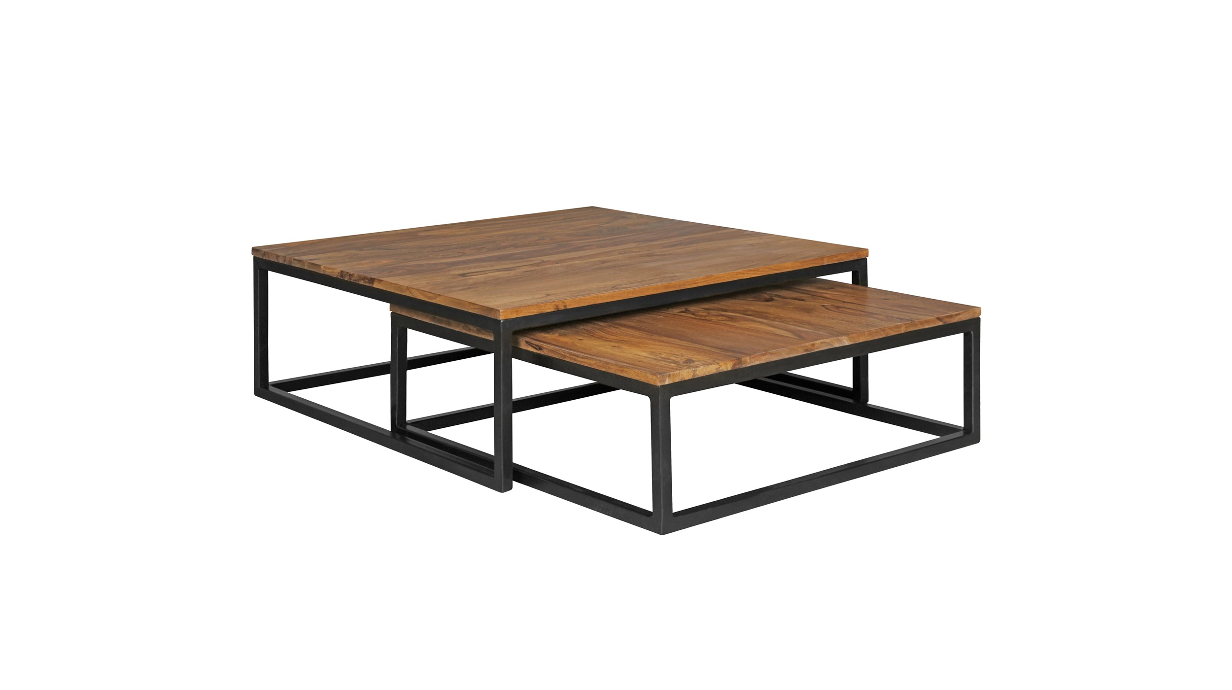 Couchtisch 2er-Set Sheesham massiv gebeizt 75 x 75 cm - ALVA