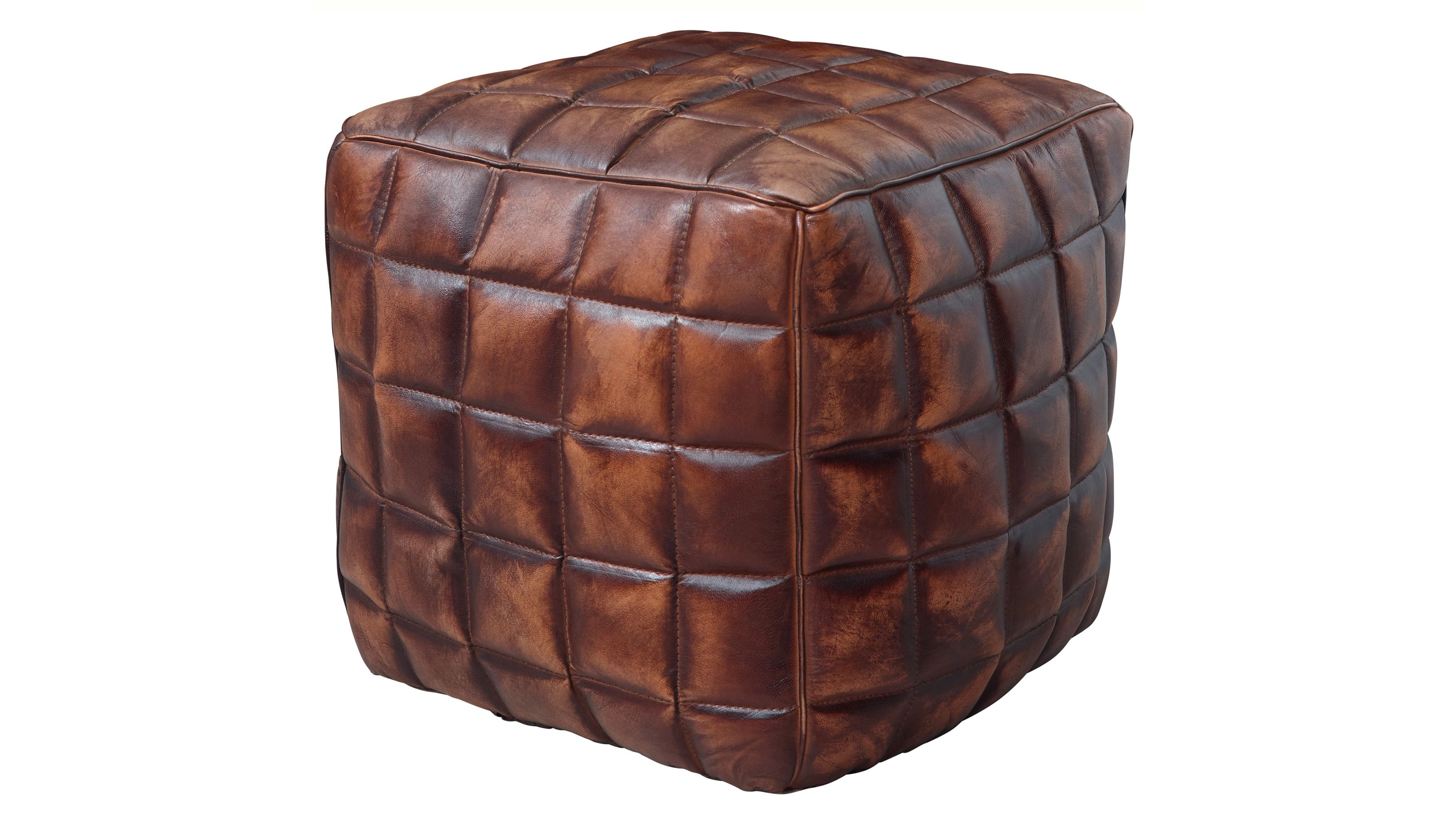 Sitz- & Fußhocker Echtleder braun - YLVA