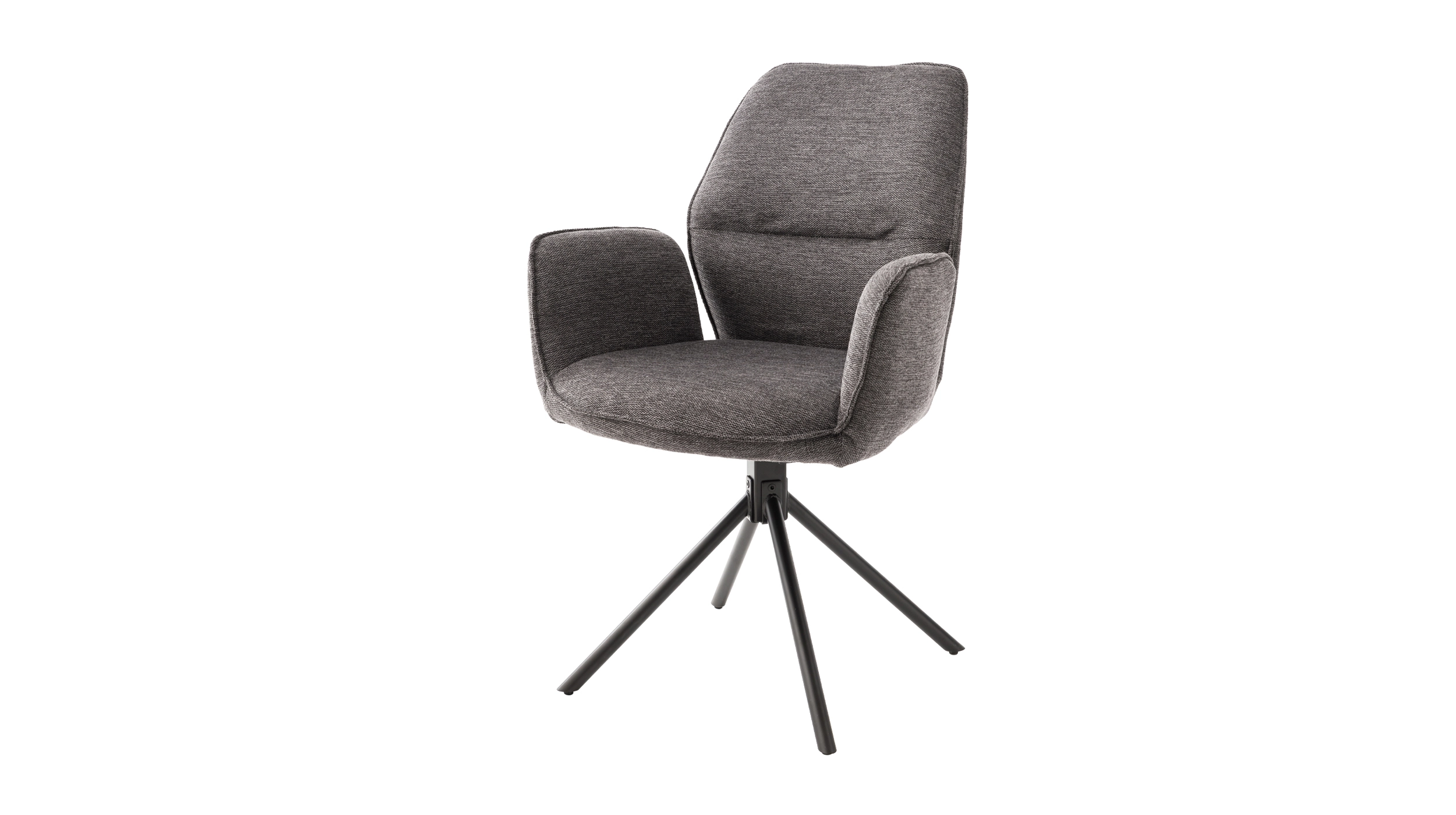 Armlehnstuhl anthrazit Drehstuhl Stoffbezug Chenille Optik - GREYTON