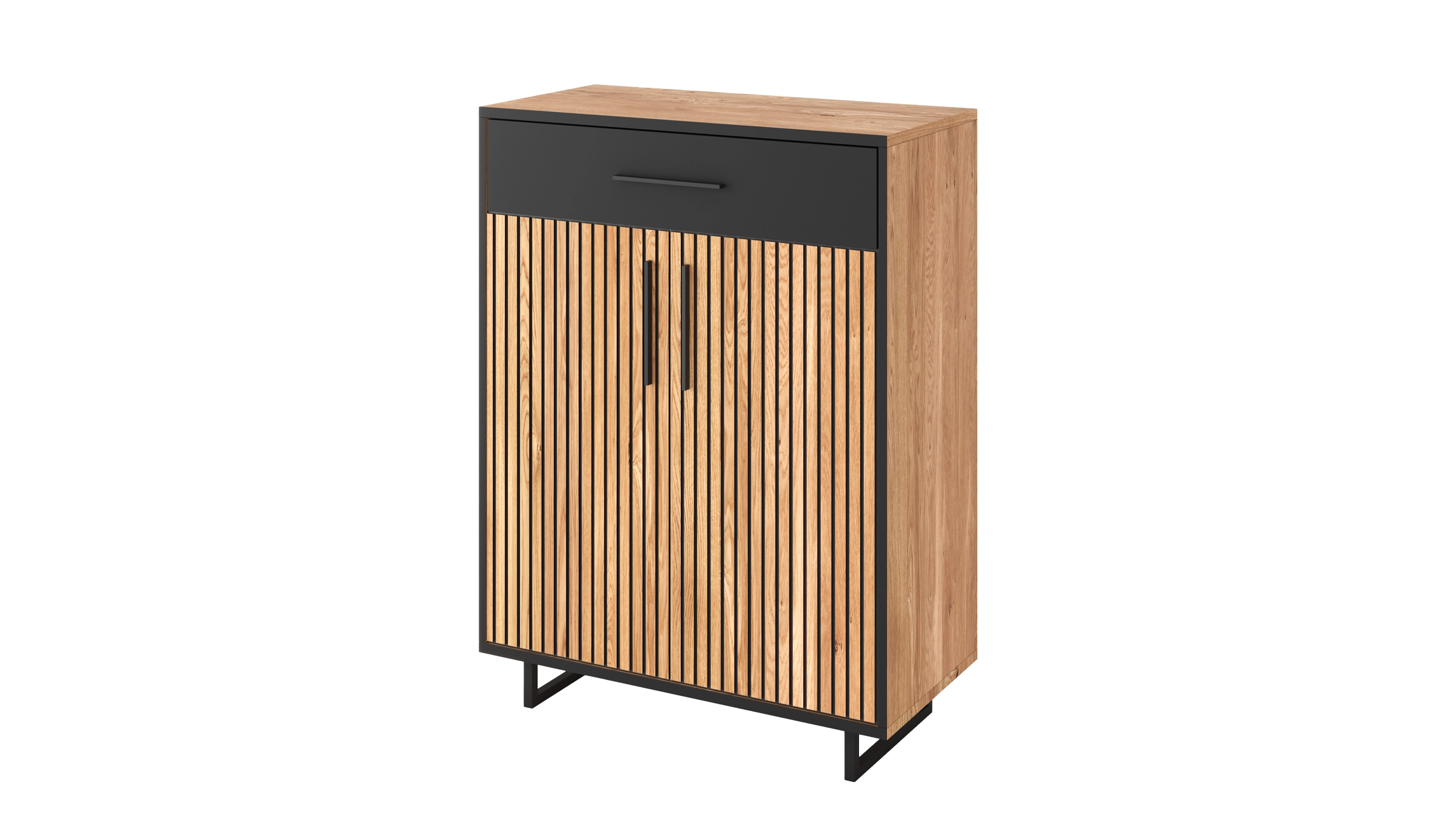 Schuhschrank mit Schublade Eiche teilmassiv geölt 82 x 100 cm - BELLA