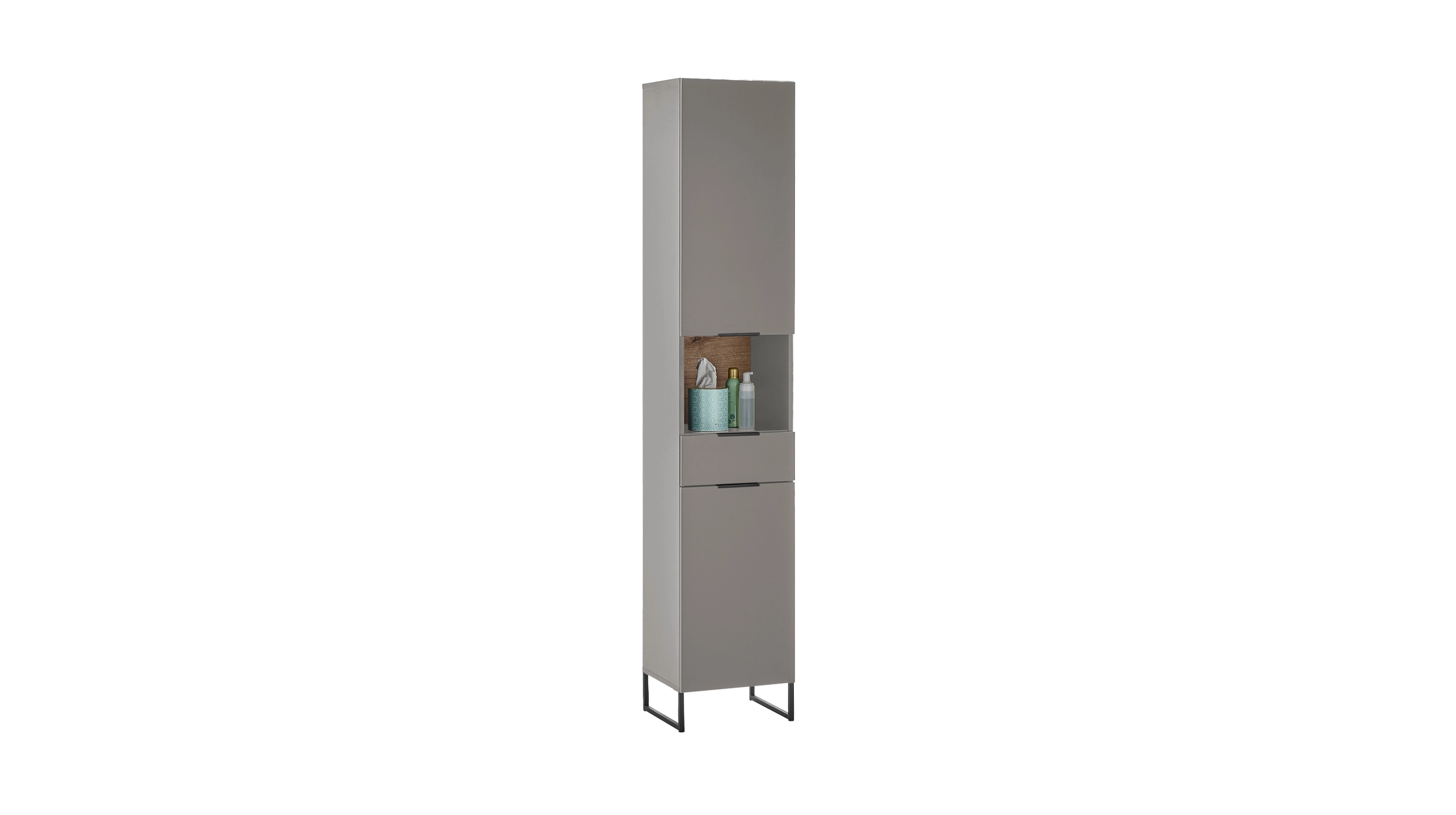 Bad Hochschrank grau - Evoke Eiche 2 Türen Breite 38 cm - DALIA