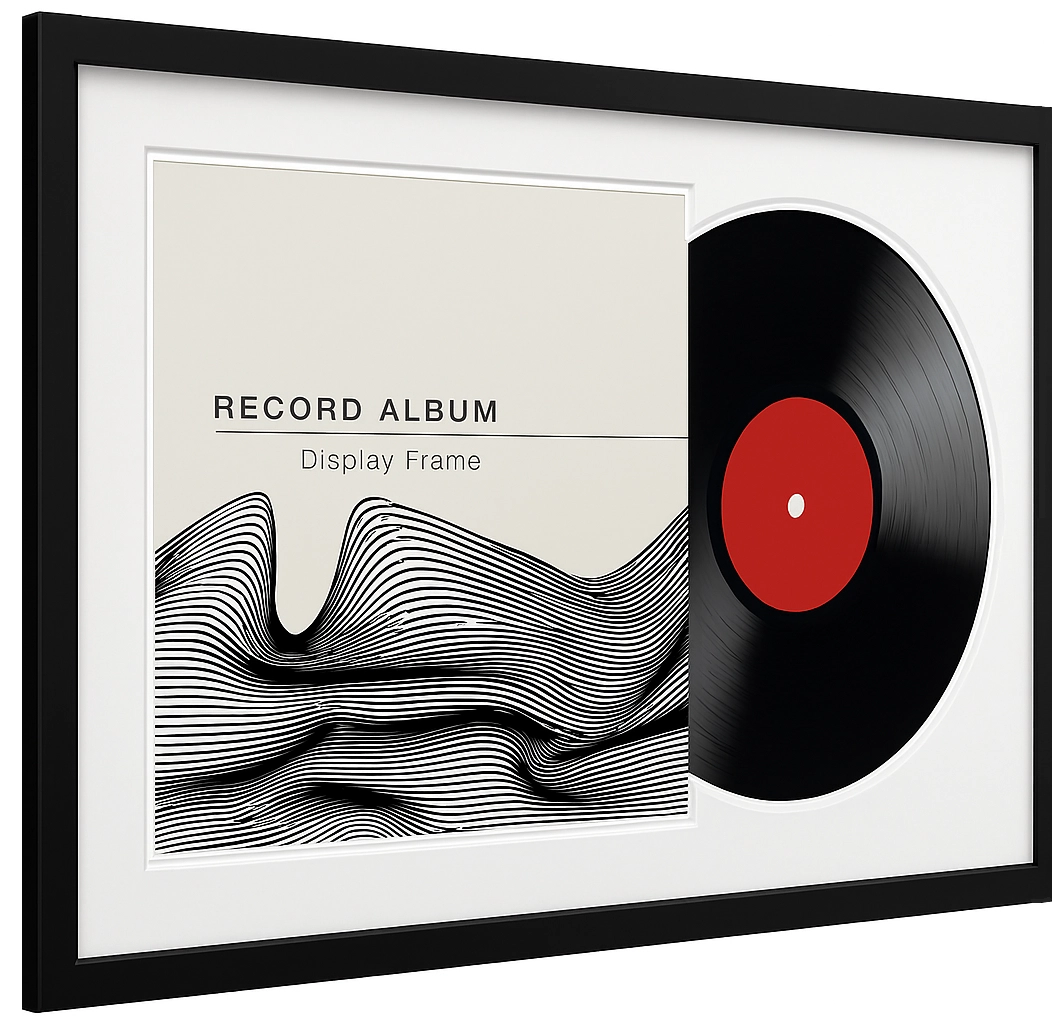 7even Vinyl-Schallplattenrahmen für die Wand - Doppelrahmen aus Holz, mit Acr...