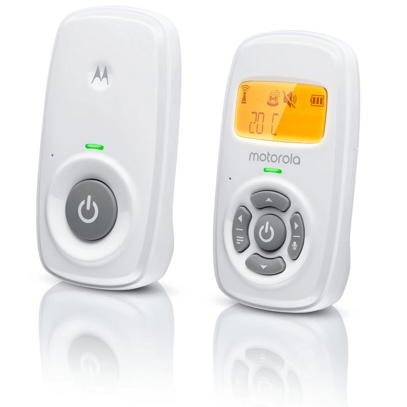 Motorola AM24 Batteriebetriebenes Audio-Babyphone mit hintergrundbeleuchtetem Display (Weiß)