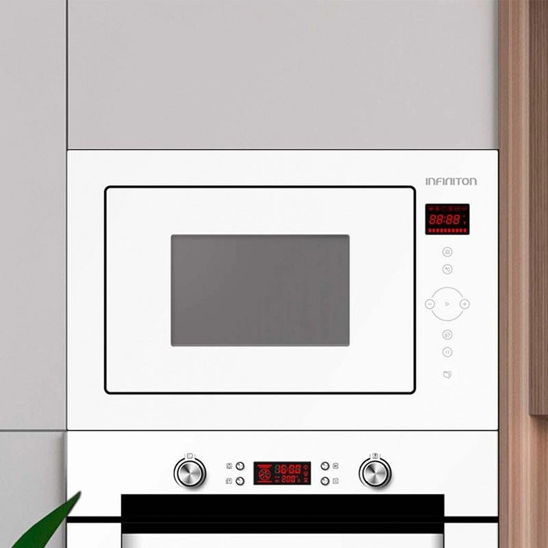 Infiniton IMW-WGL52 Einbau-Mikrowelle mit Grill, 25 l, 1000 W, Weiß