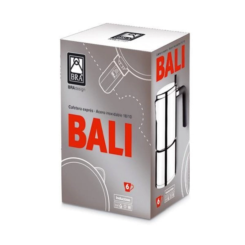 BRA Bali Italienische Kaffeemaschine für 6 Tassen, Edelstahl