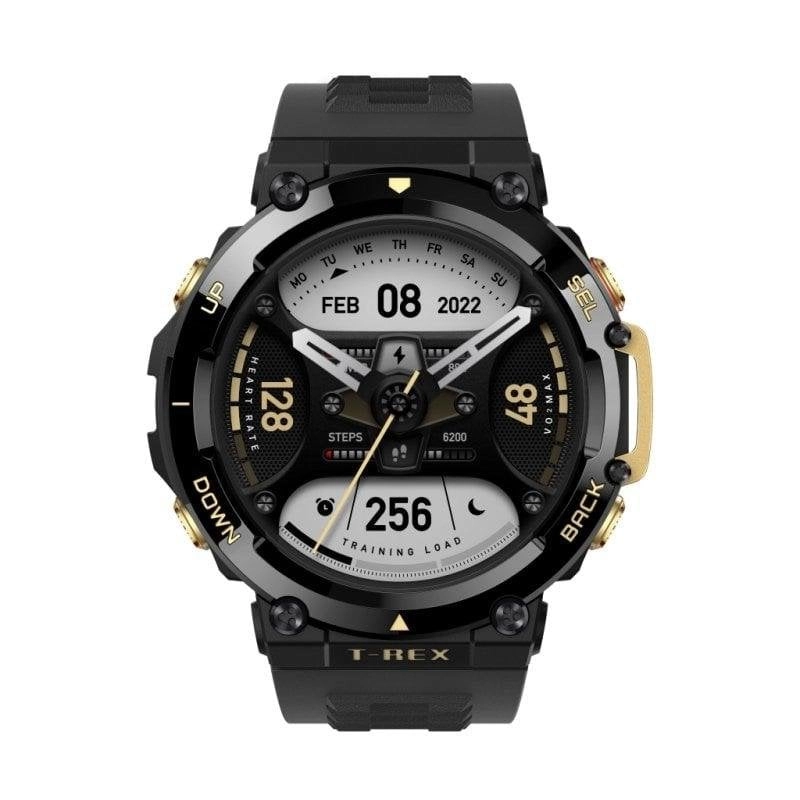 Amazfit T-Rex 2 GPS Bluetooth 47mm AMOLED Schwarz Gold Einheitsgröße 10ATM SpO2 Puls Schlafmonitor