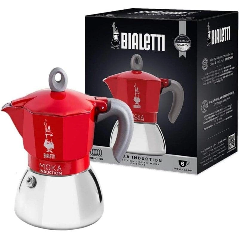 Espressokocher Bialetti Moka Induktion 0,28L 6 Tassen Aluminium/Edelstahl Rot