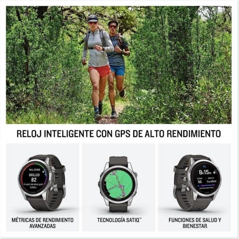 Garmin Fēnix 7S Pro GPS NFC Bluetooth 42mm MIP Silber Grafit M 10ATM SpO2 Puls Schlaf Blutdruck